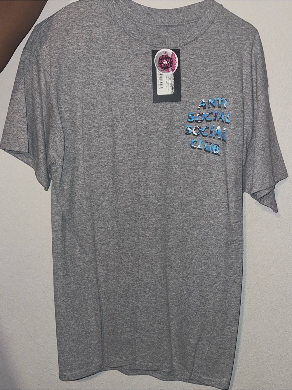 Anti Social Social Club Gray Tee with Blue Accent Logo